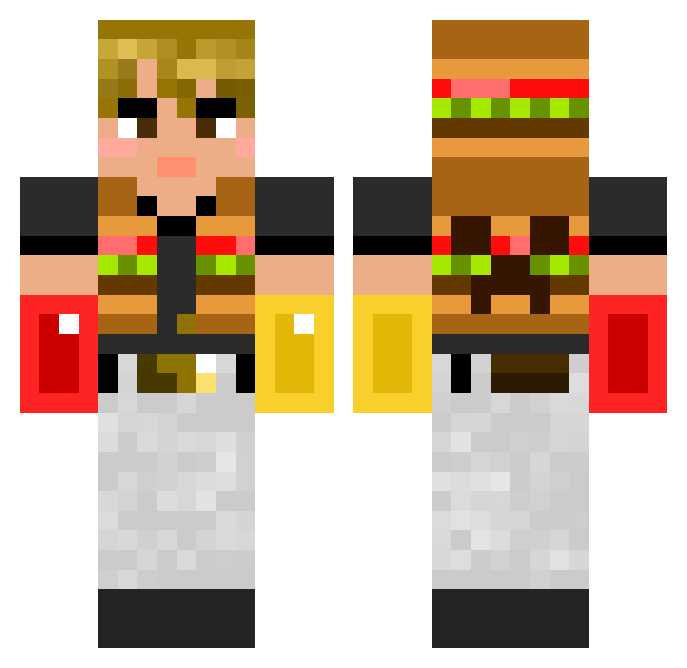allemande Minecraft skin, front and back view