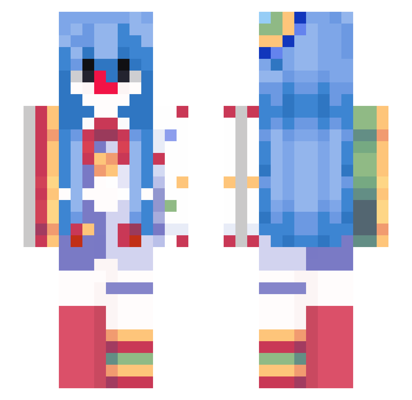 ellieelbow Minecraft skin, front and back view