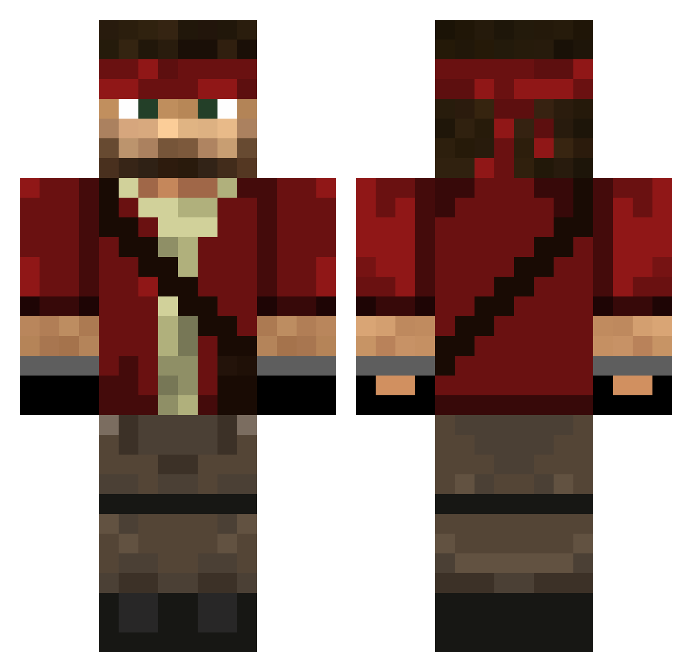 TestBed Minecraft skin, front and back view