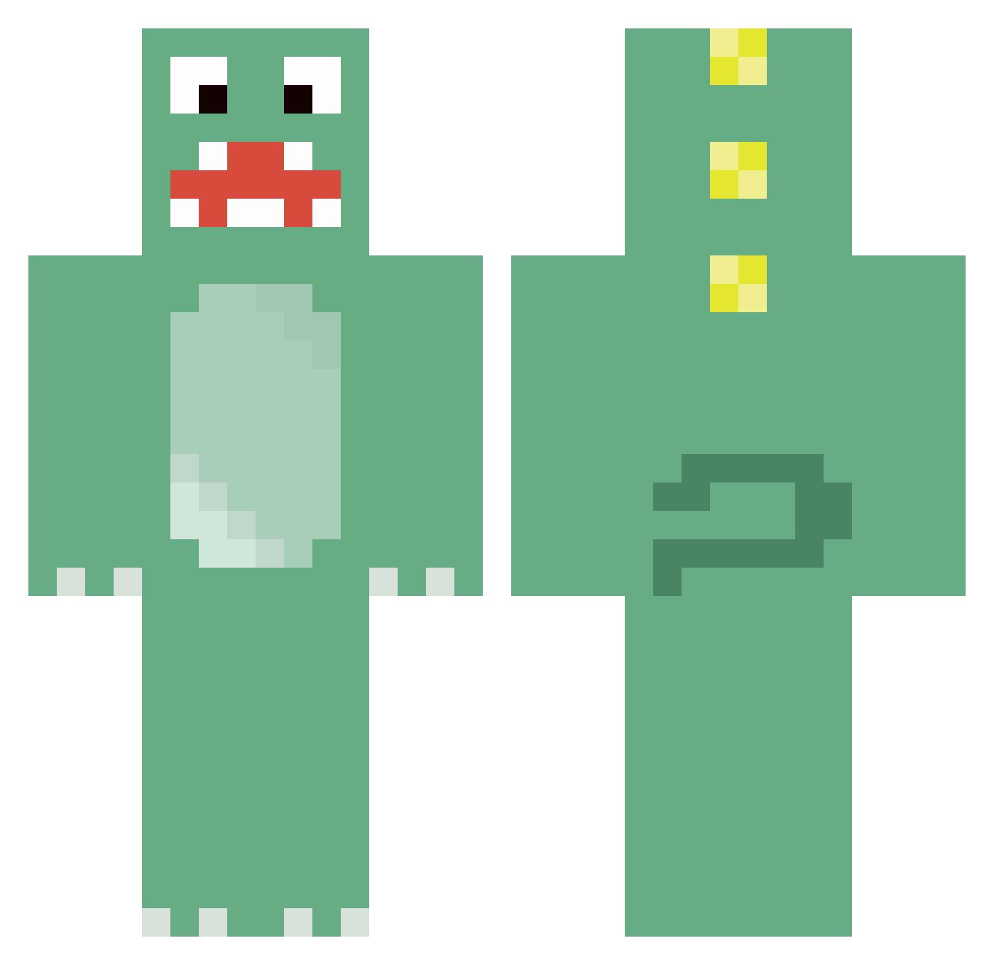 EscapedLunatic Minecraft skin, front and back view