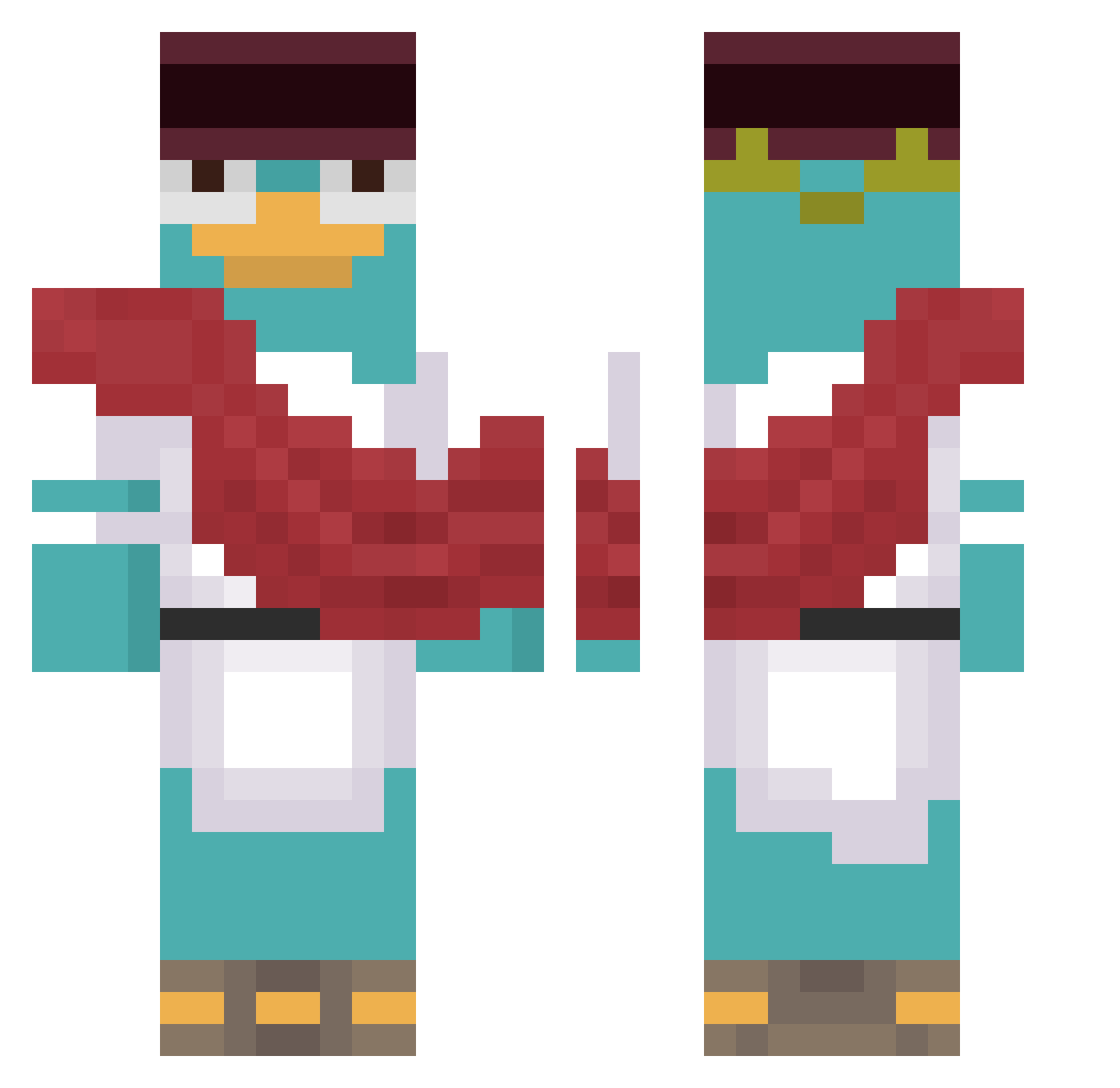Sebicu42 Minecraft skin, front and back view