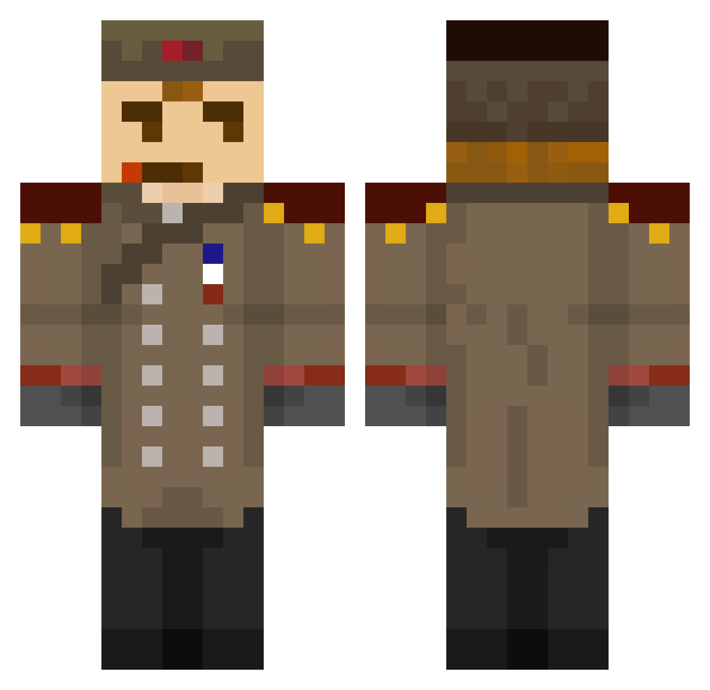 CSSBxck Minecraft skin, front and back view