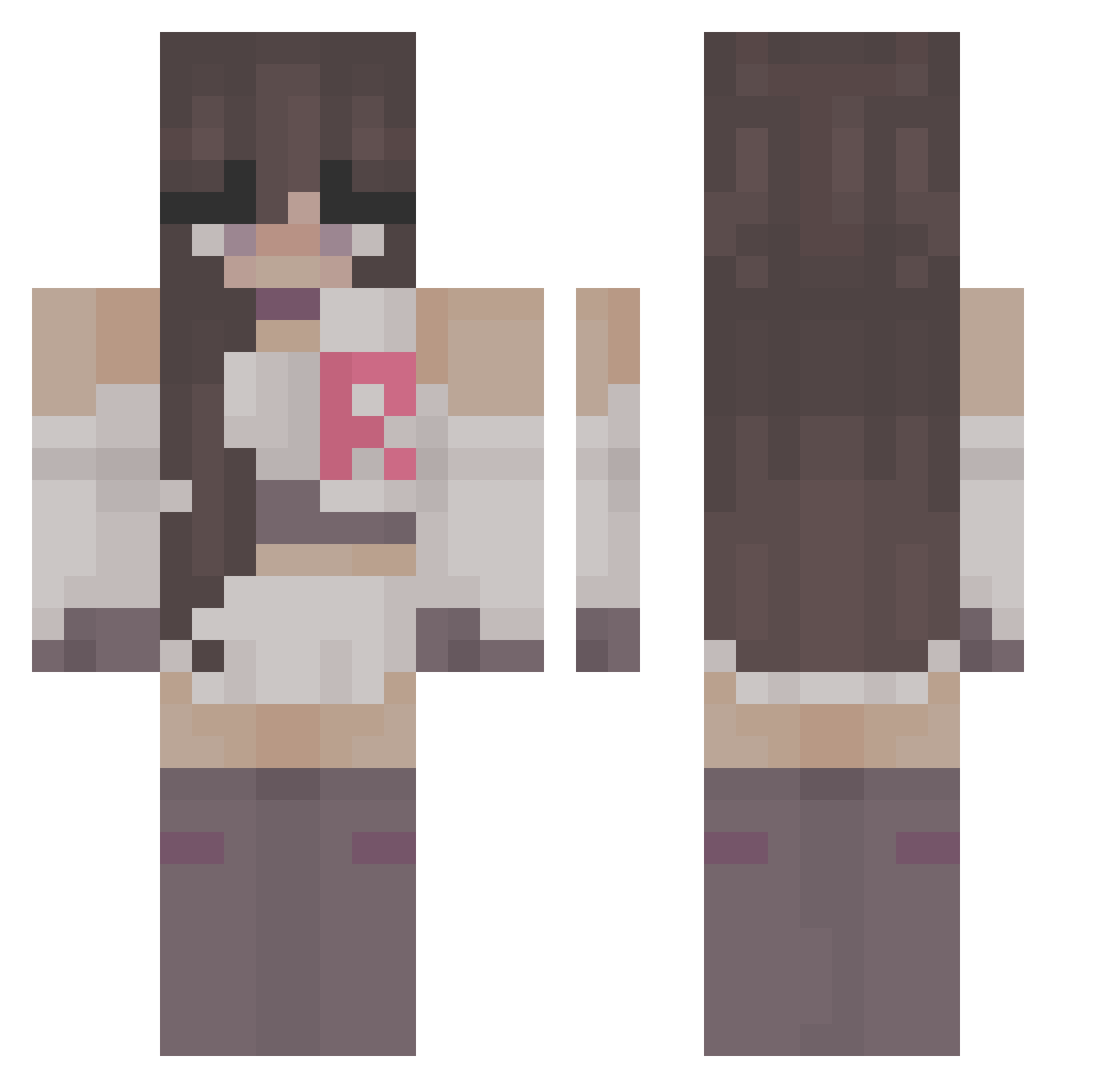 gigacoco Minecraft skin, front and back view