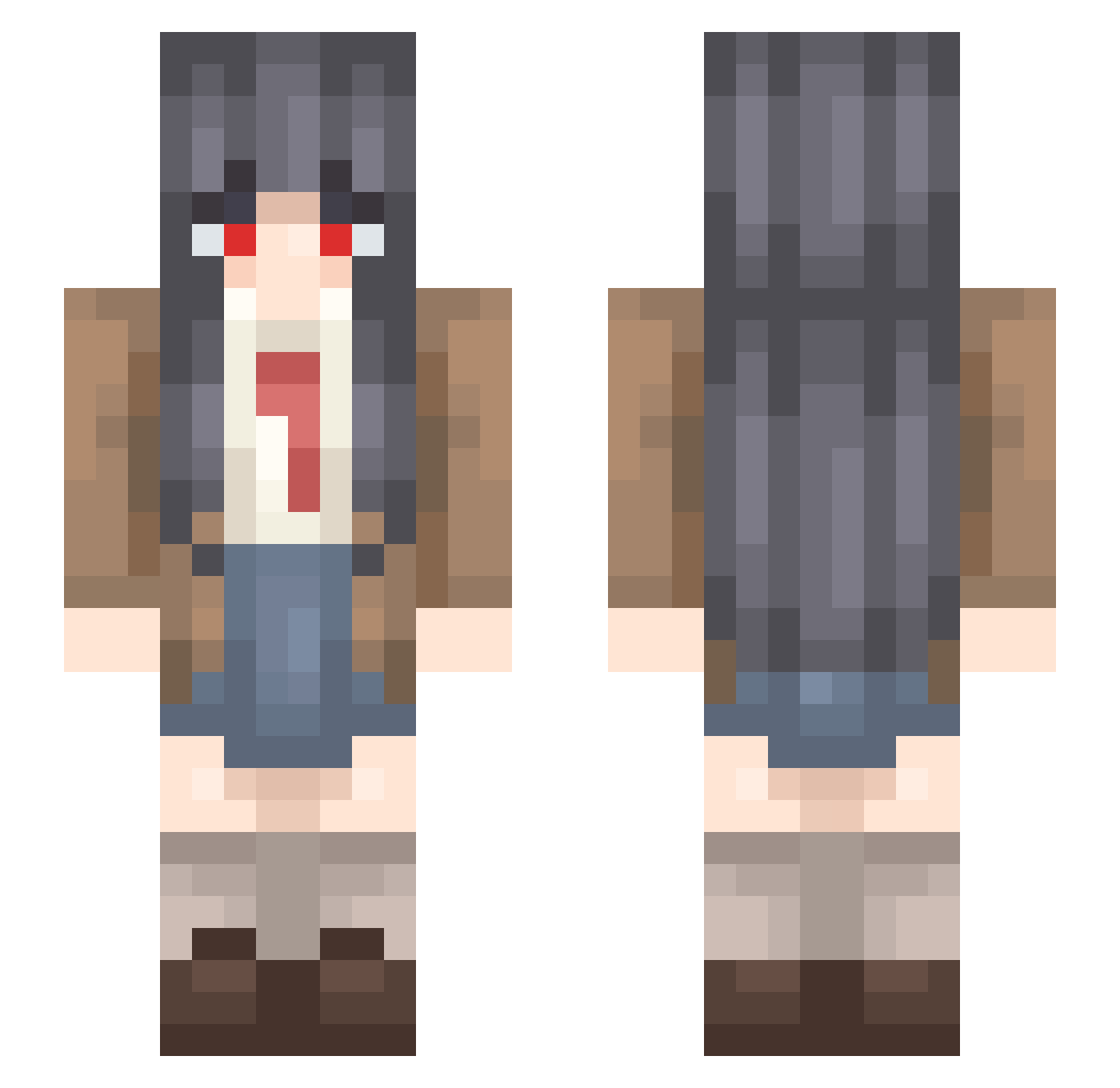 Streamlined Minecraft skin, front and back view