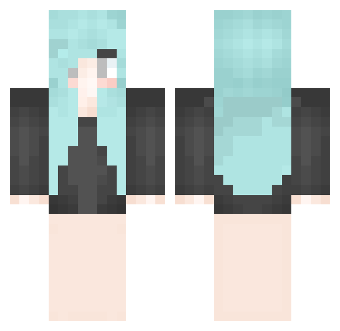 Teases Minecraft skin, front and back view