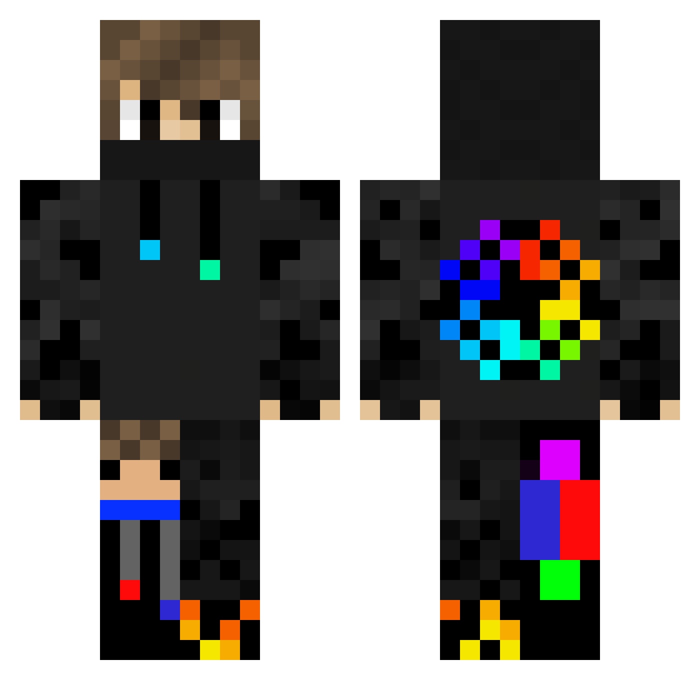 Srb_Yoriichi Minecraft skin, front and back view
