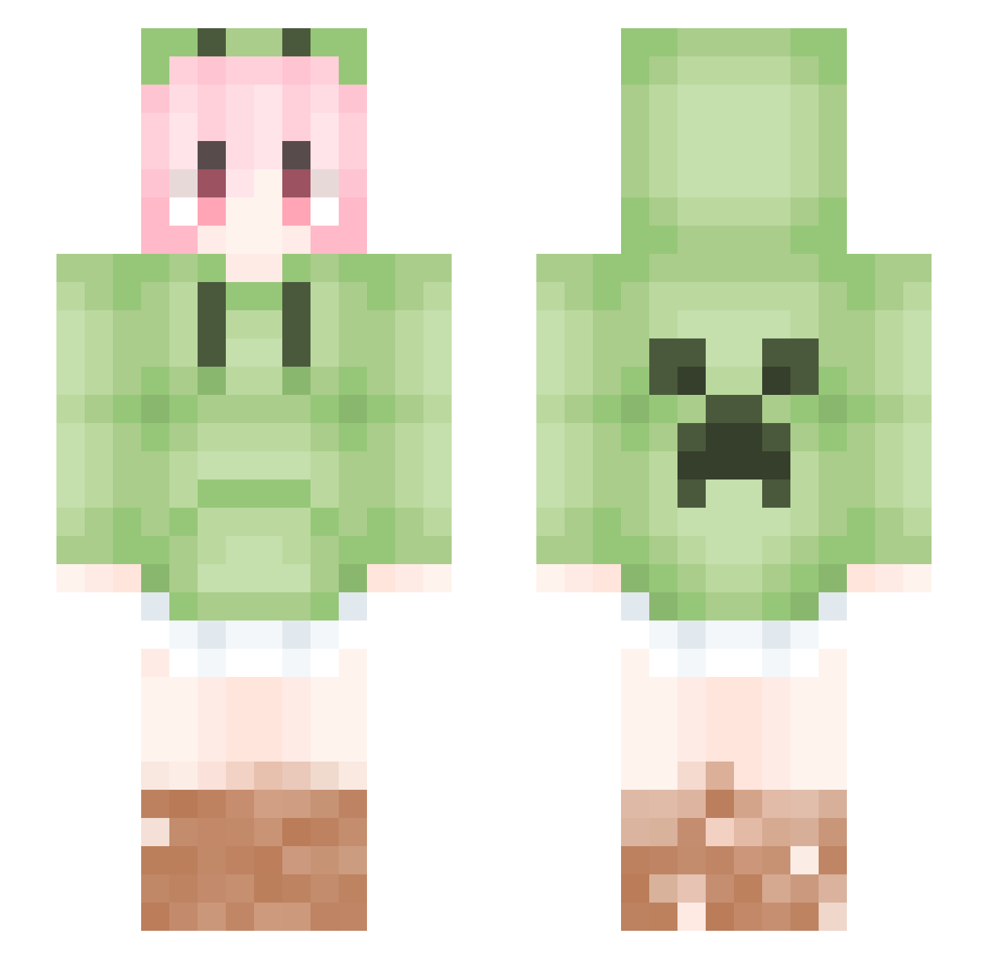 YUWUHU Minecraft skin, front and back view