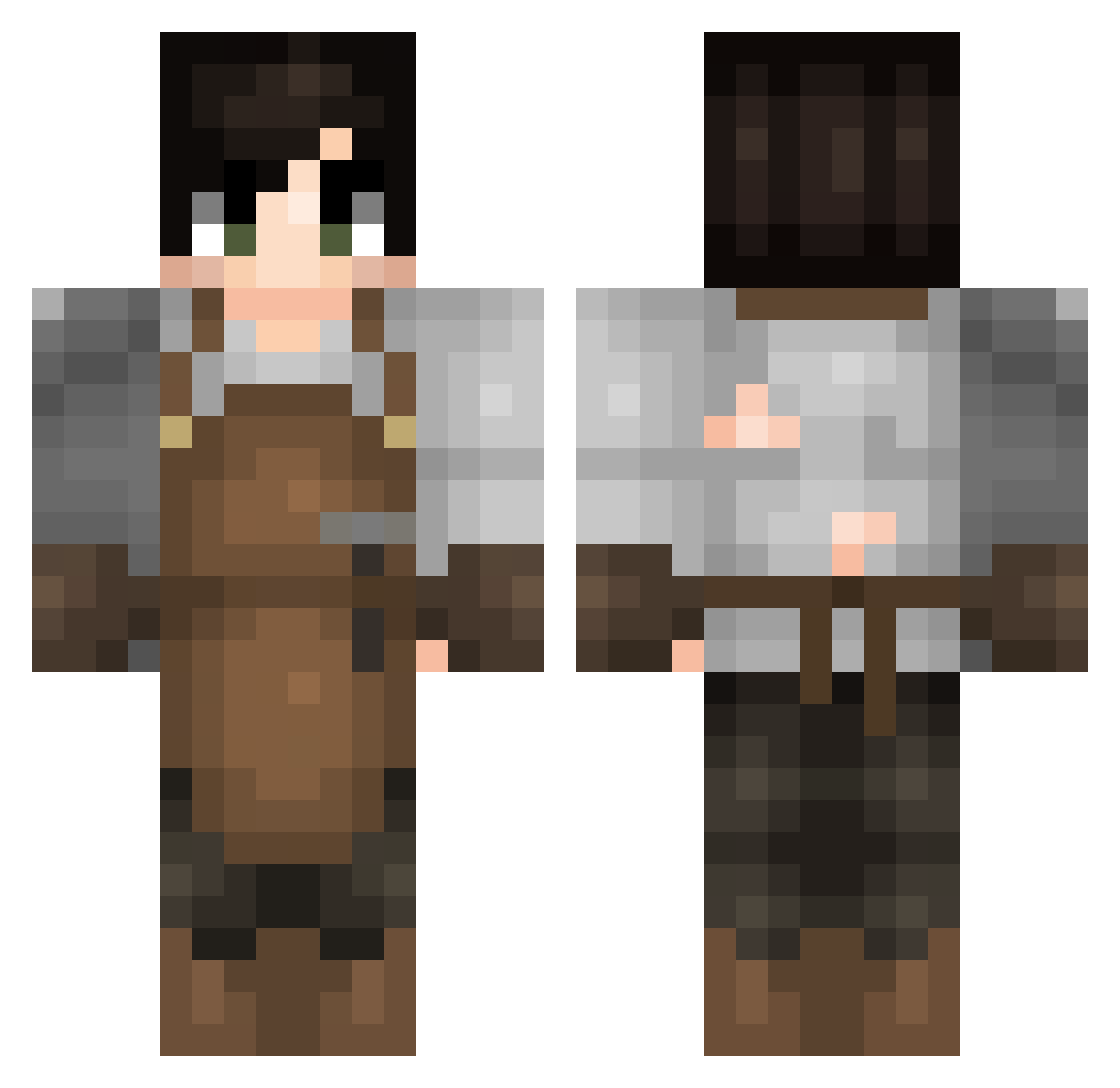 Rardrow Minecraft skin, front and back view