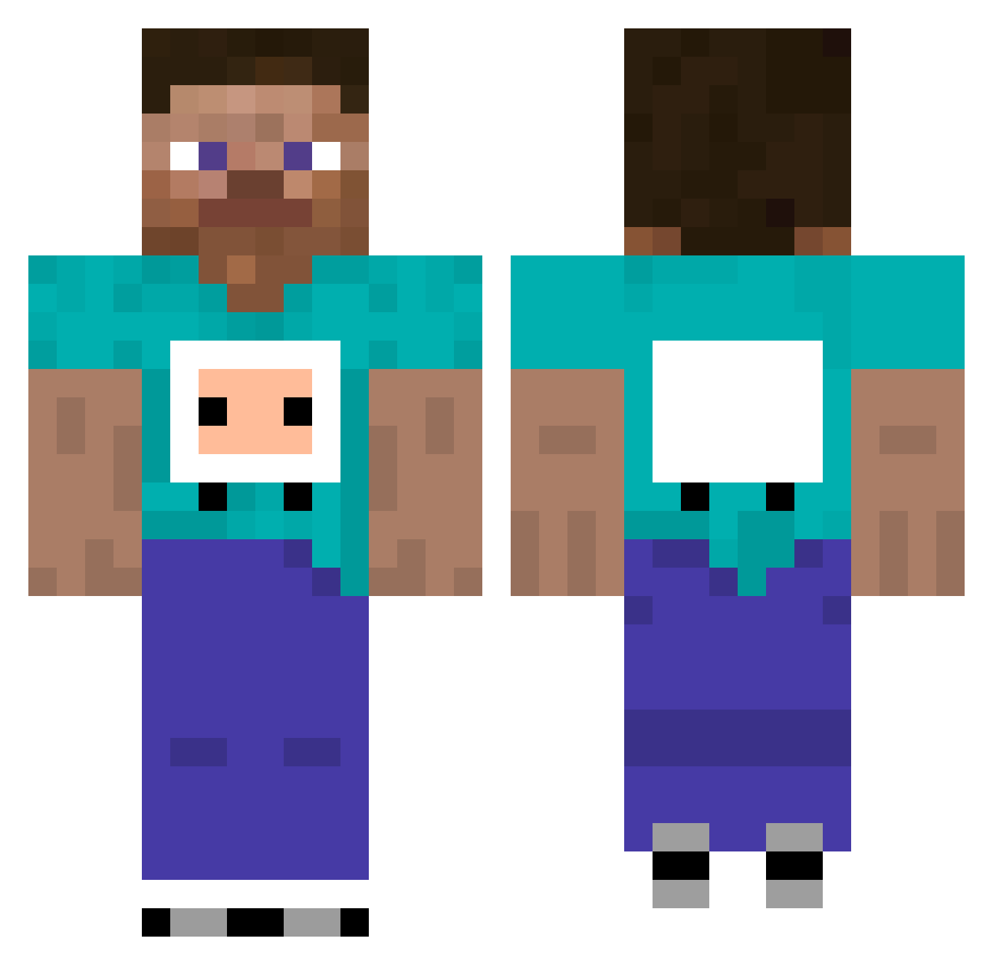 saucery Minecraft skin, front and back view