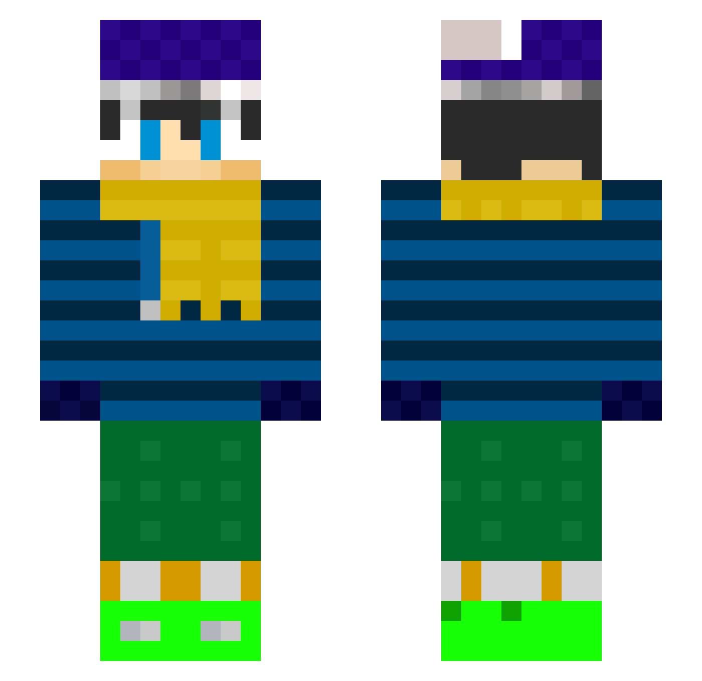 Chikichiki77 Minecraft skin, front and back view