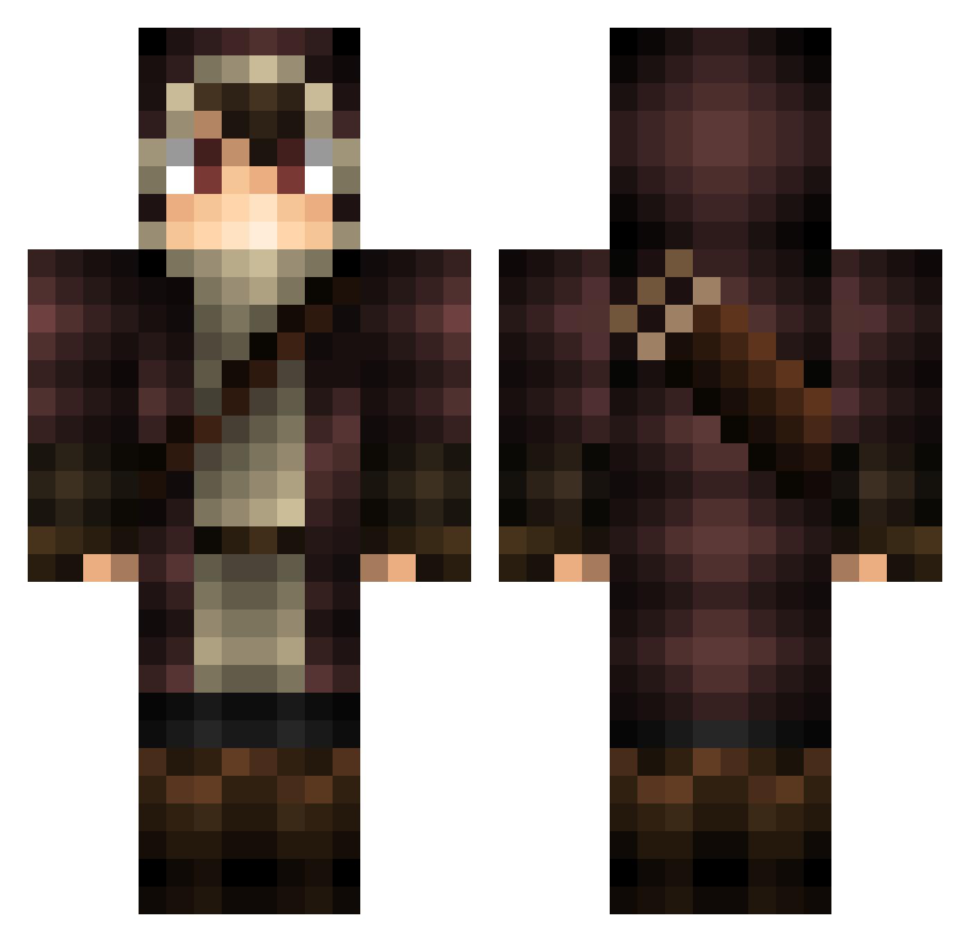CJ150 Minecraft skin, front and back view