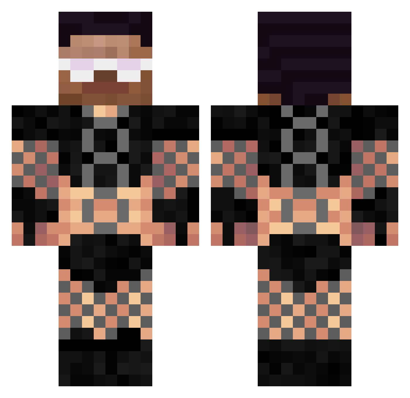 OmegaNugget15 Minecraft skin, front and back view