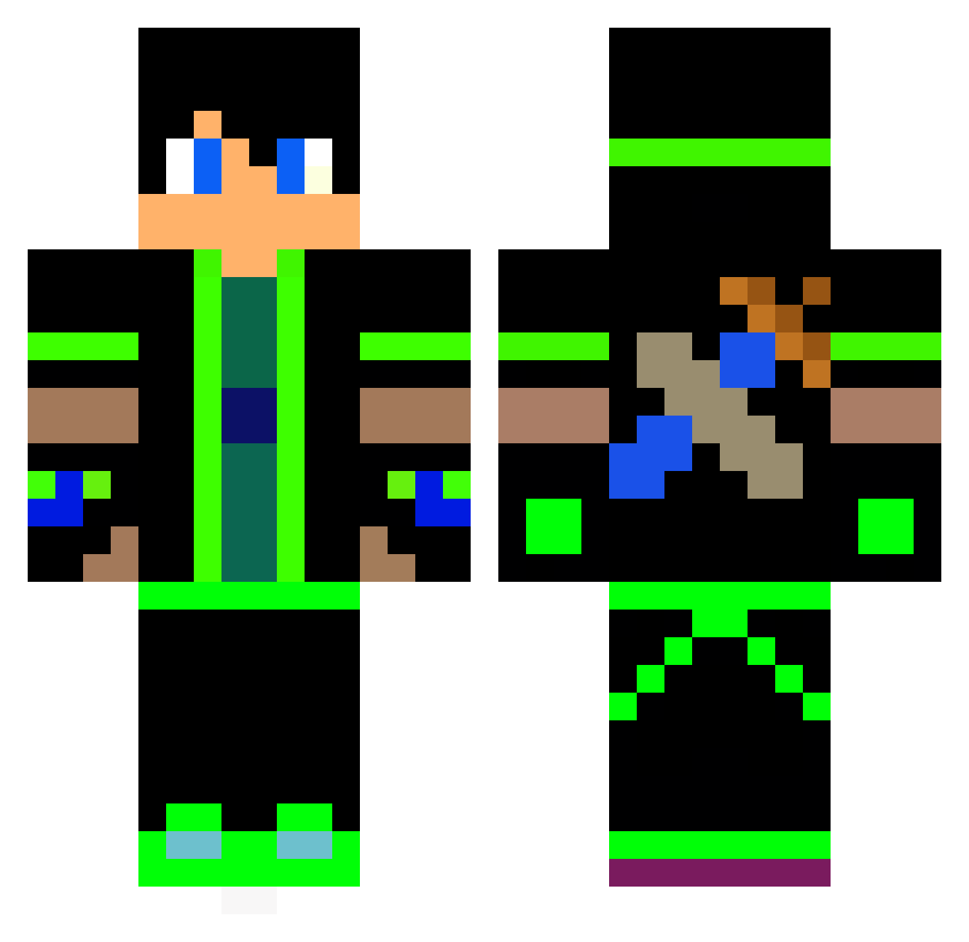 aread Minecraft skin, front and back view
