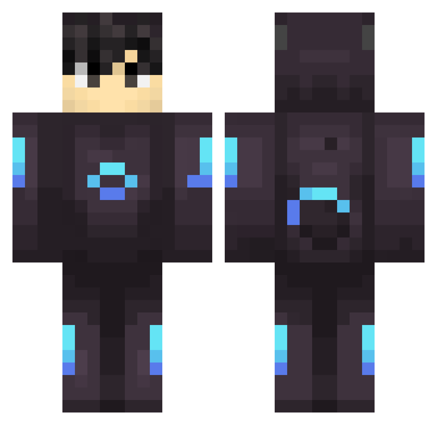 SlownDown Minecraft skin, front and back view