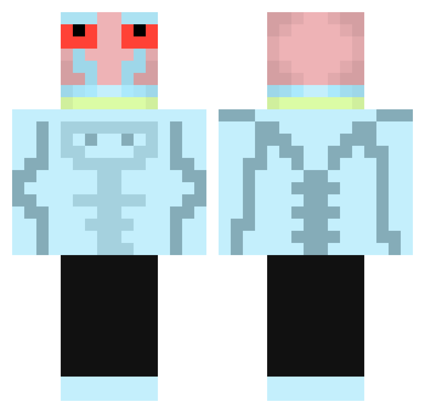 malyGrubasek Minecraft skin, front and back view