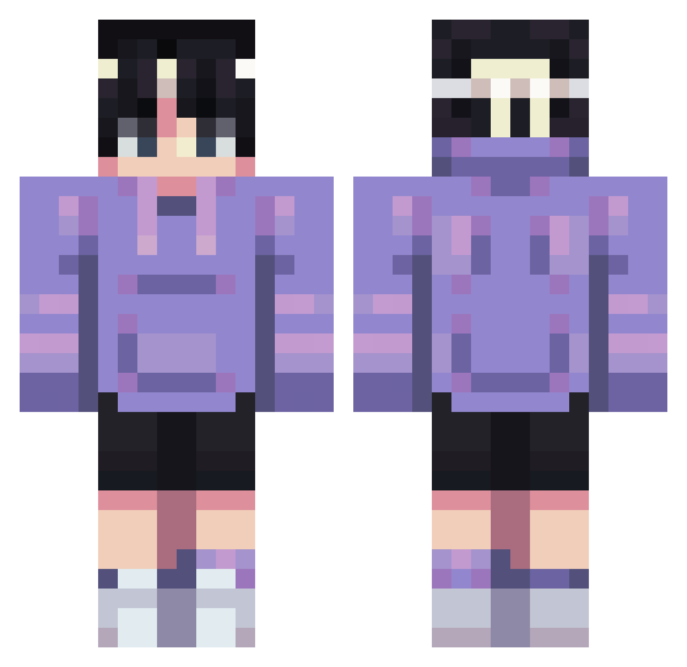XMZC Minecraft skin, front and back view