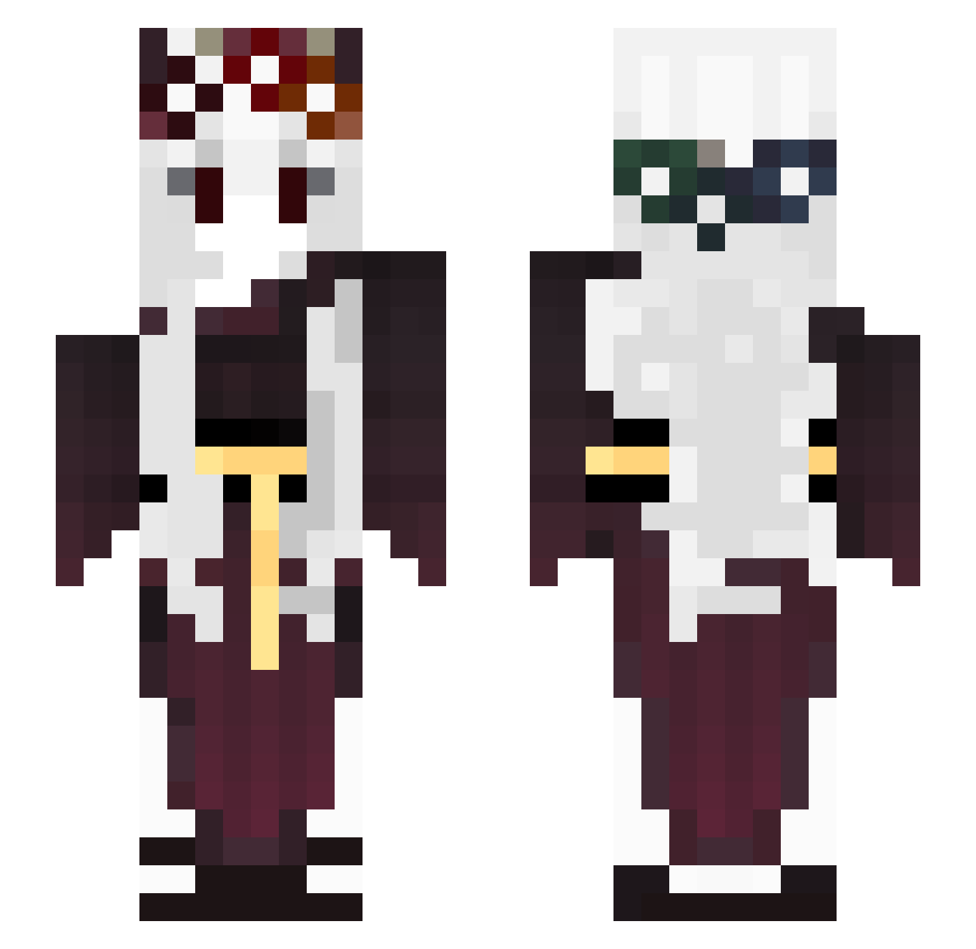 yam918 Minecraft skin, front and back view