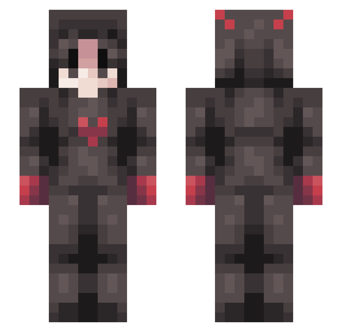 juniorbaxz Minecraft skin, front and back view