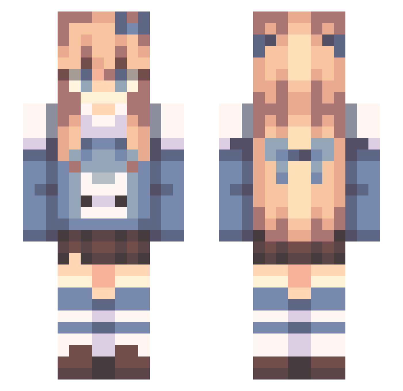 MadeleineRS2 Minecraft skin, front and back view