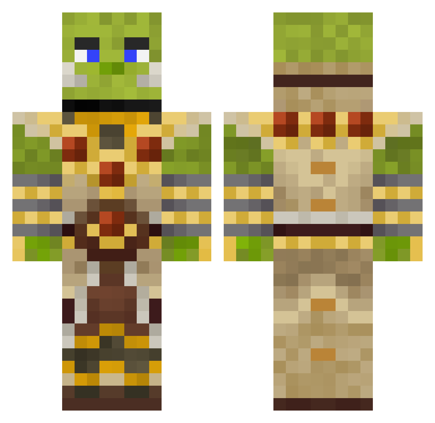 RealFronk Minecraft skin, front and back view