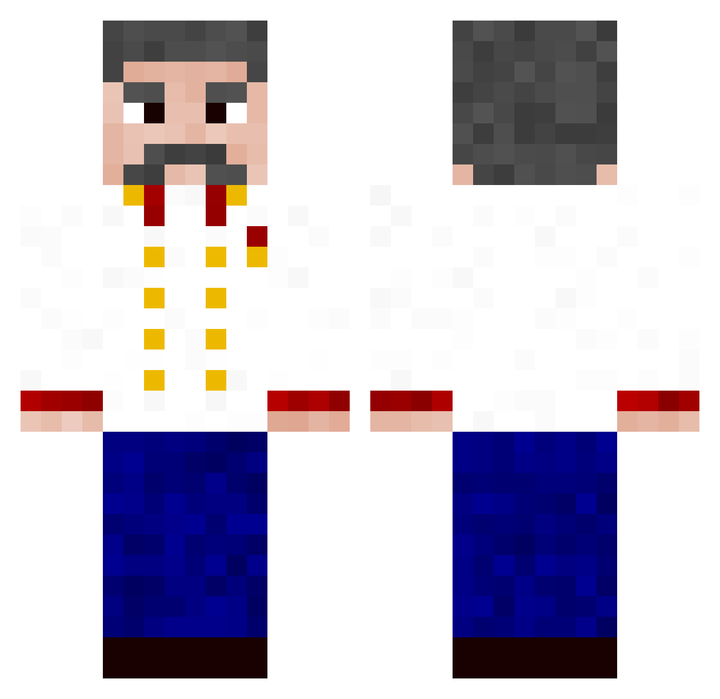 Tett1e Minecraft skin, front and back view