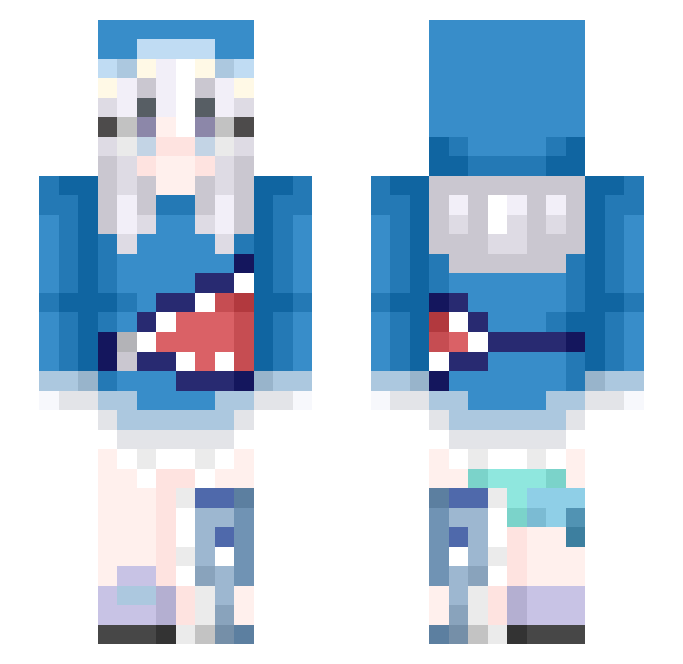 popcatfps Minecraft skin, front and back view