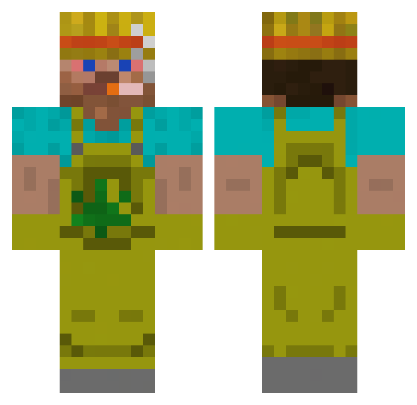 mvsu Minecraft skin, front and back view