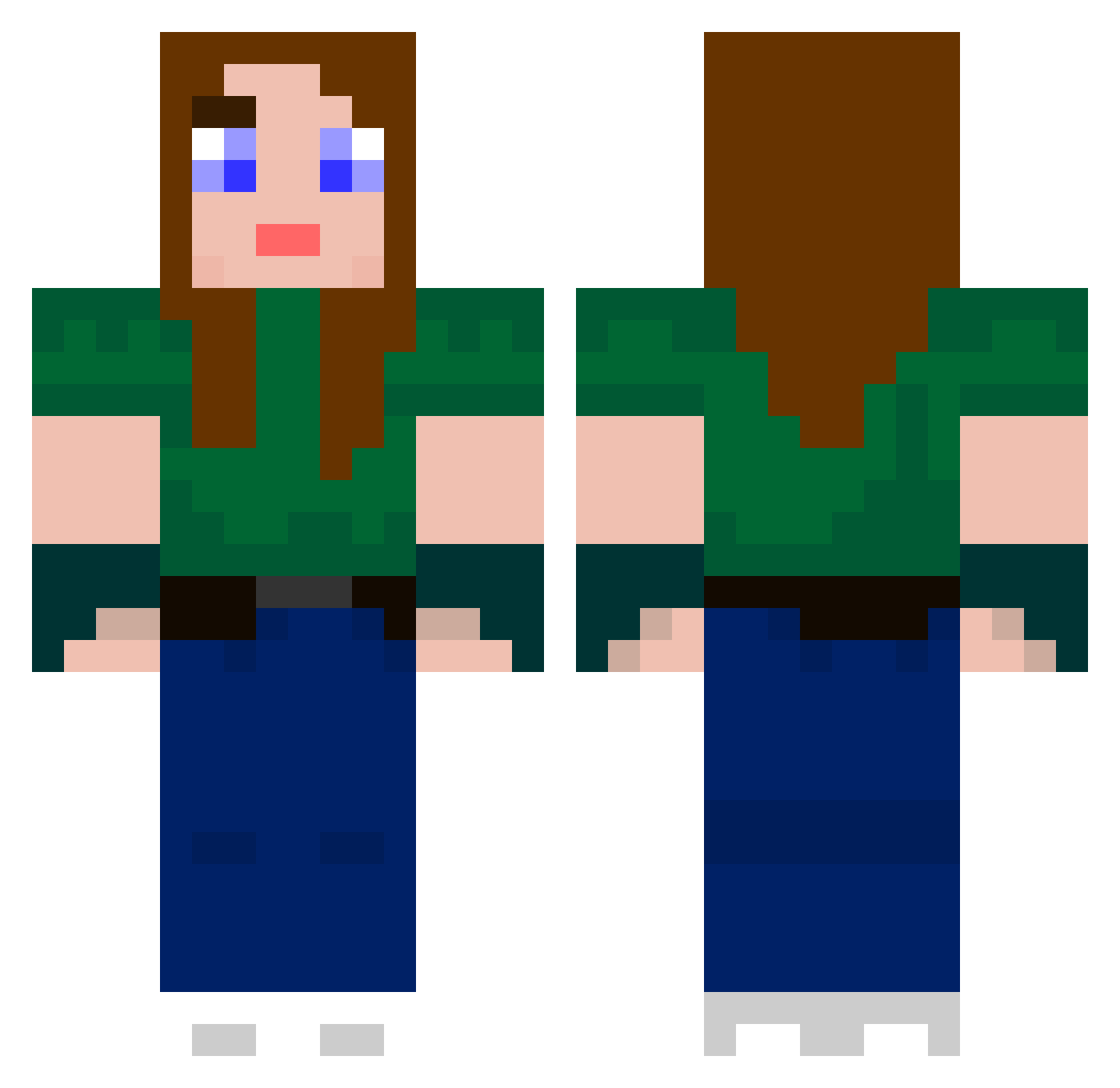 Serai Minecraft skin, front and back view
