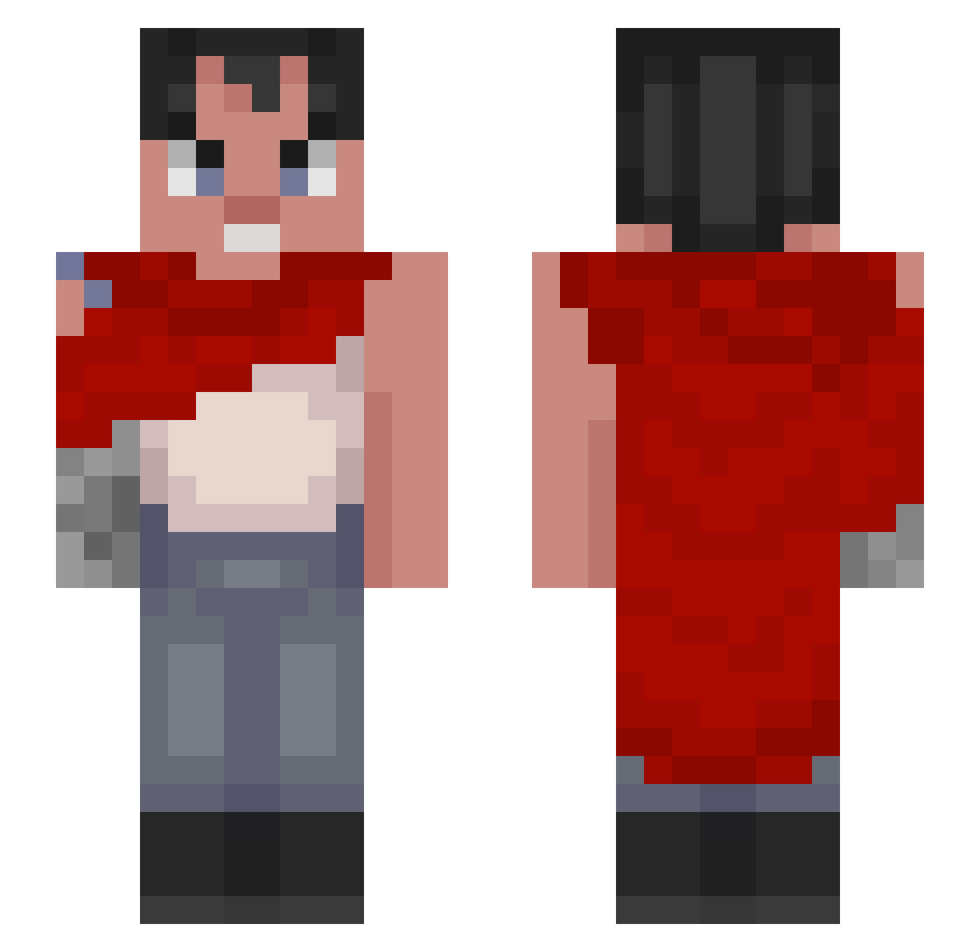 Reflectiveness Minecraft skin, front and back view