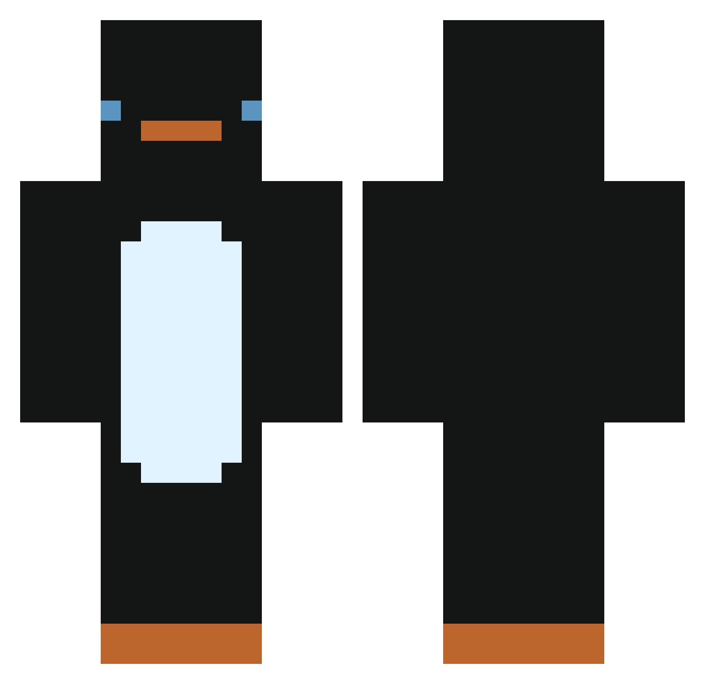 Telrander Minecraft skin, front and back view