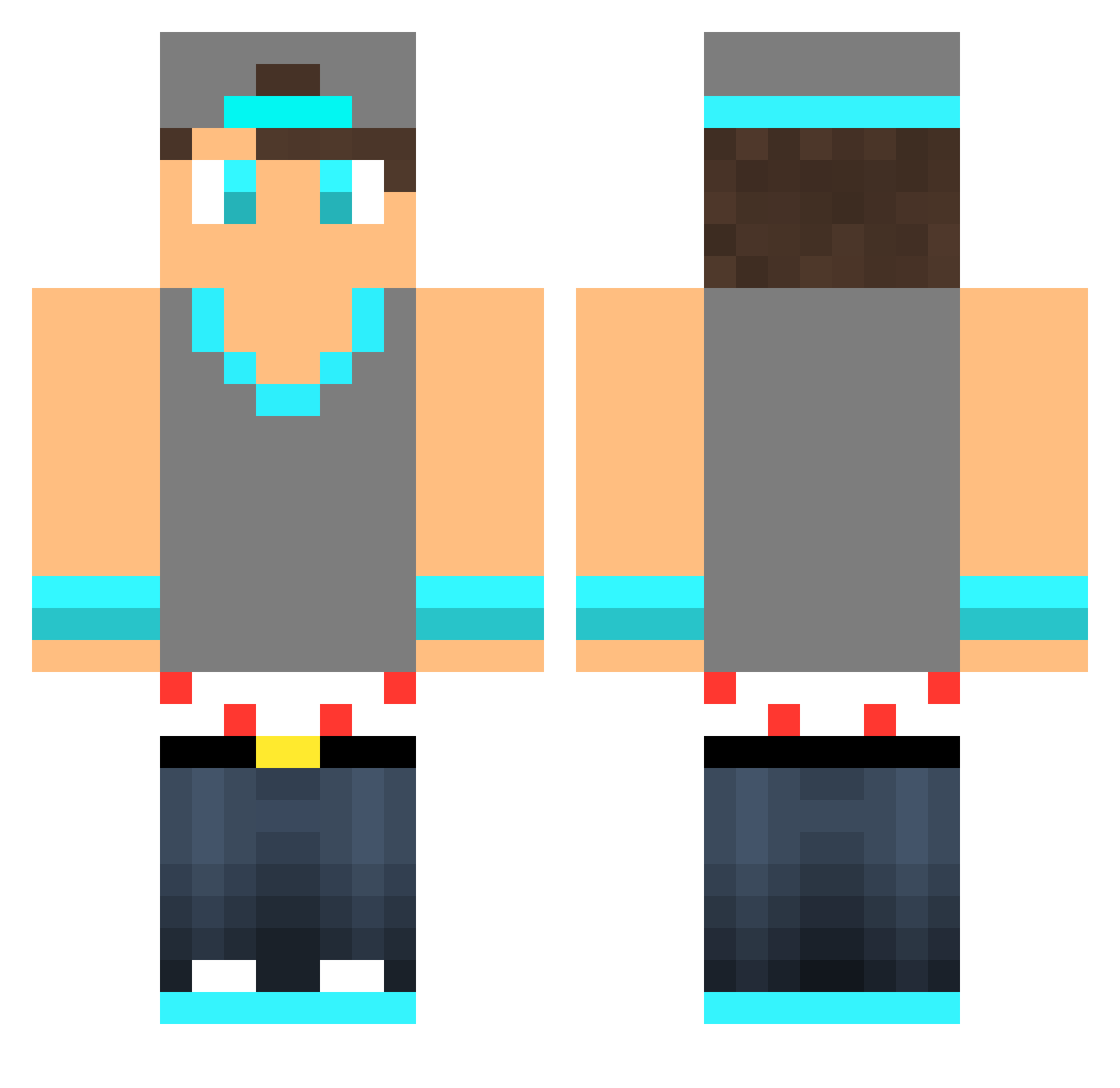 YoungWiu Minecraft skin, front and back view