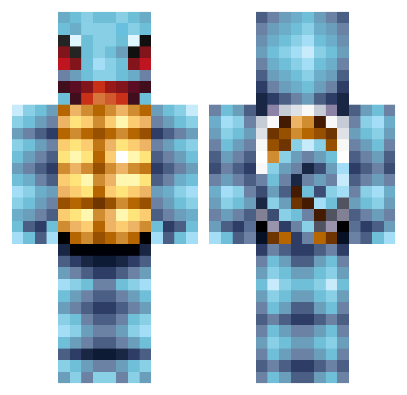 TrulyTots Minecraft skin, front and back view