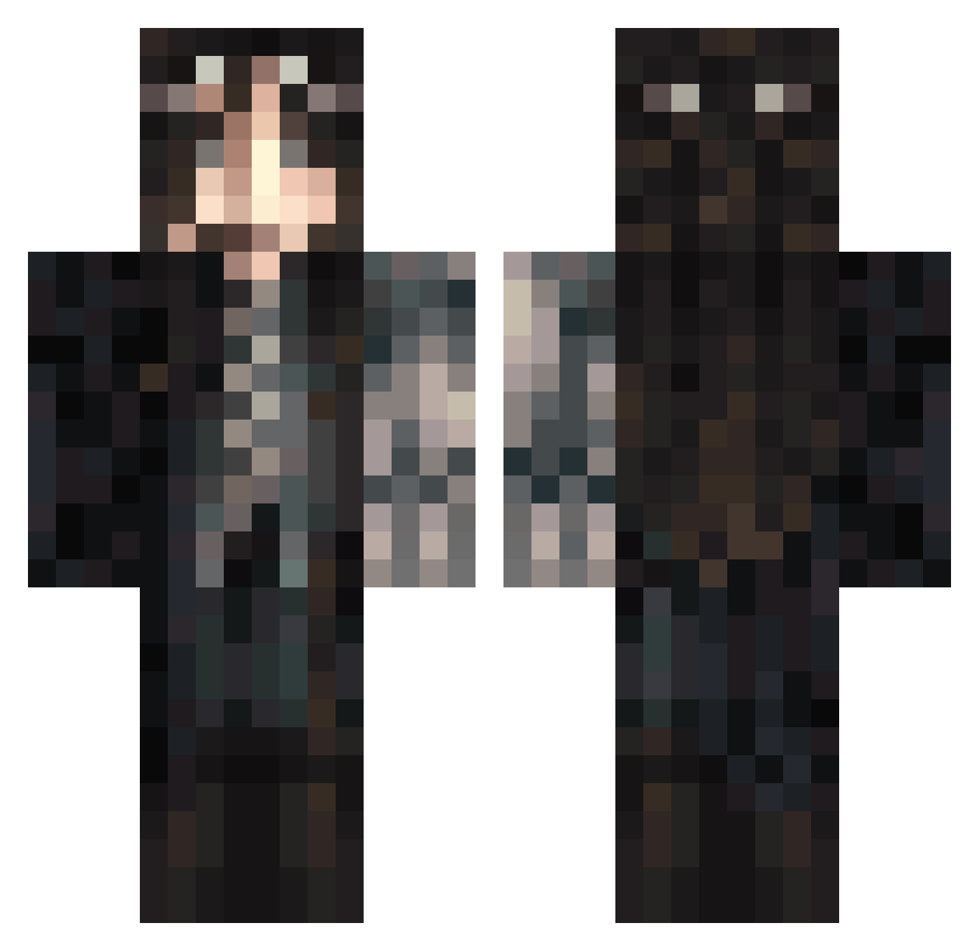 TomFunks Minecraft skin, front and back view