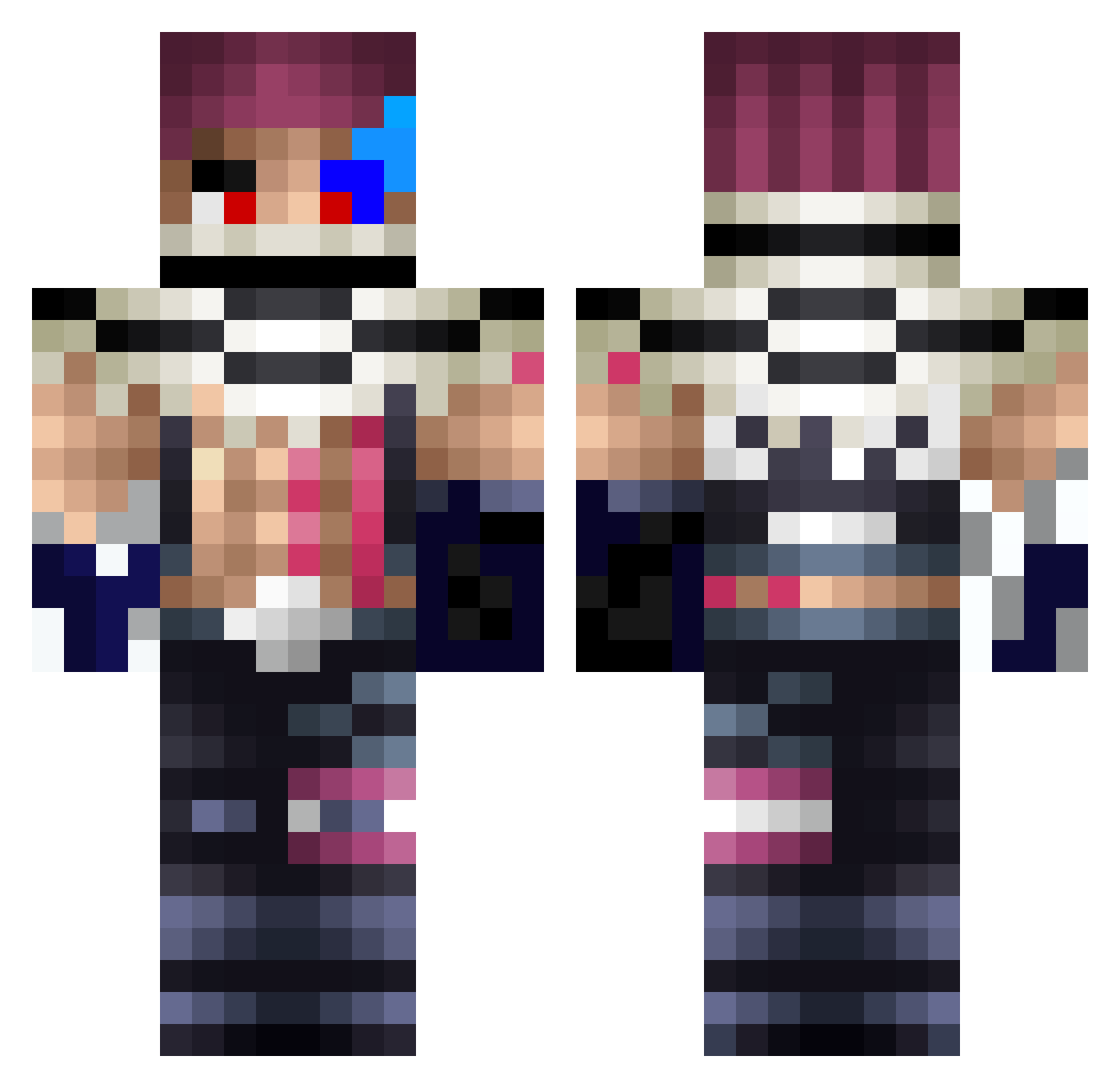traaxley Minecraft skin, front and back view