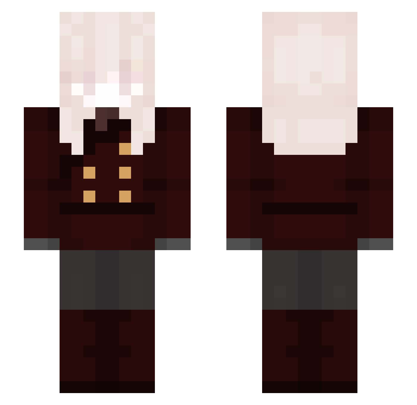 kasrhh Minecraft skin, front and back view