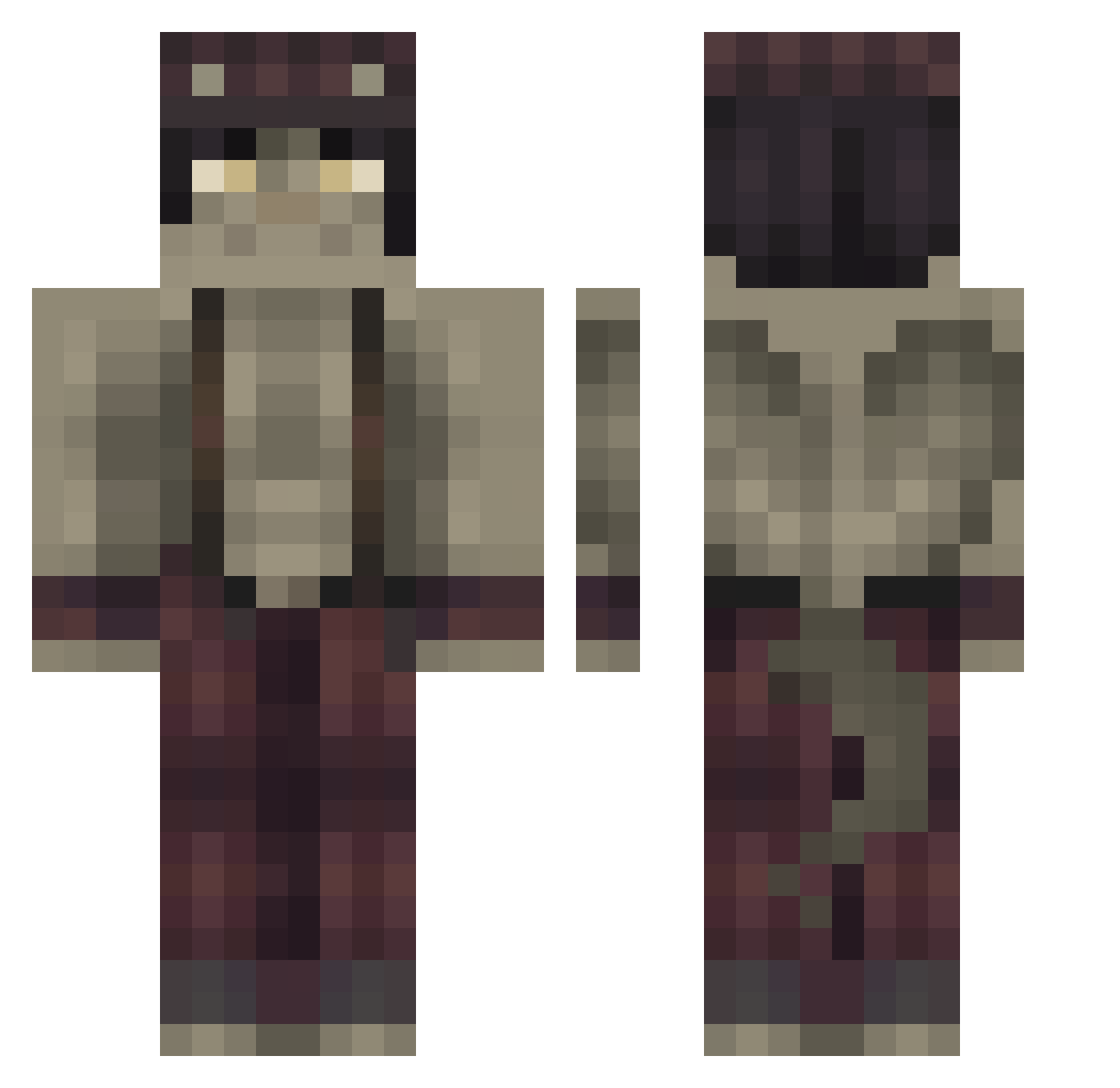vulre Minecraft skin, front and back view