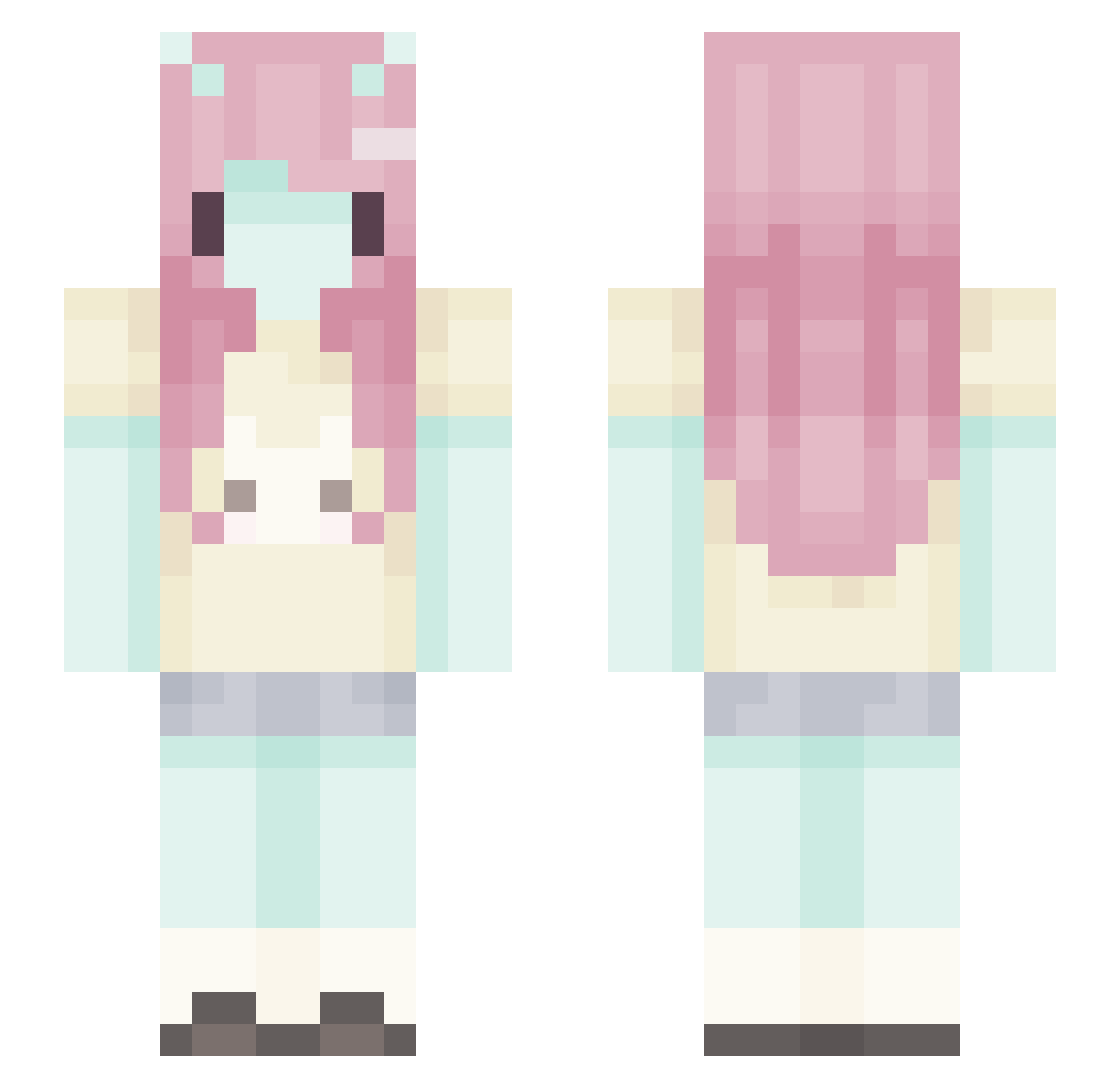 HazeLuvsu Minecraft skin, front and back view