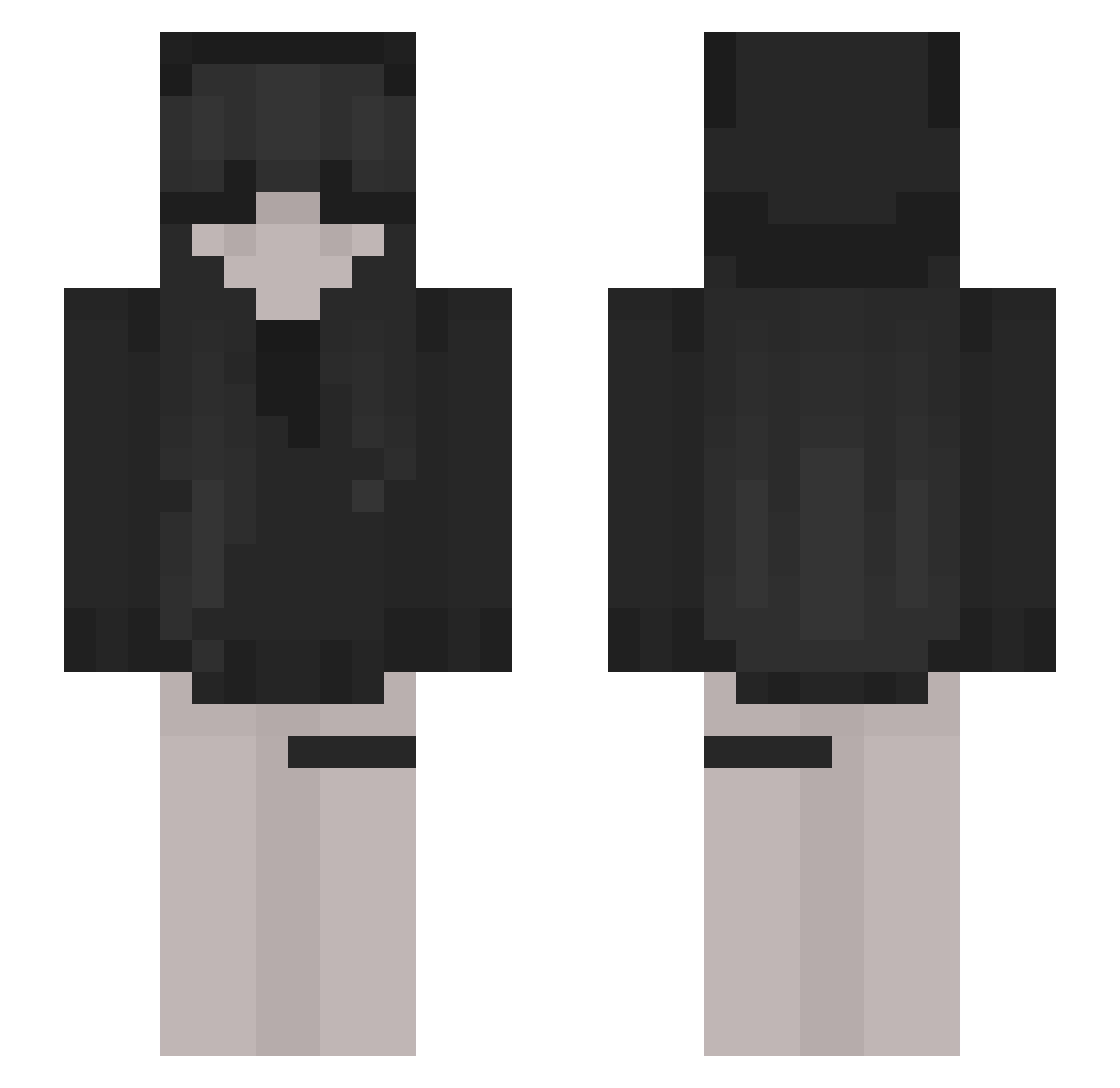 Reaplaxe Minecraft skin, front and back view