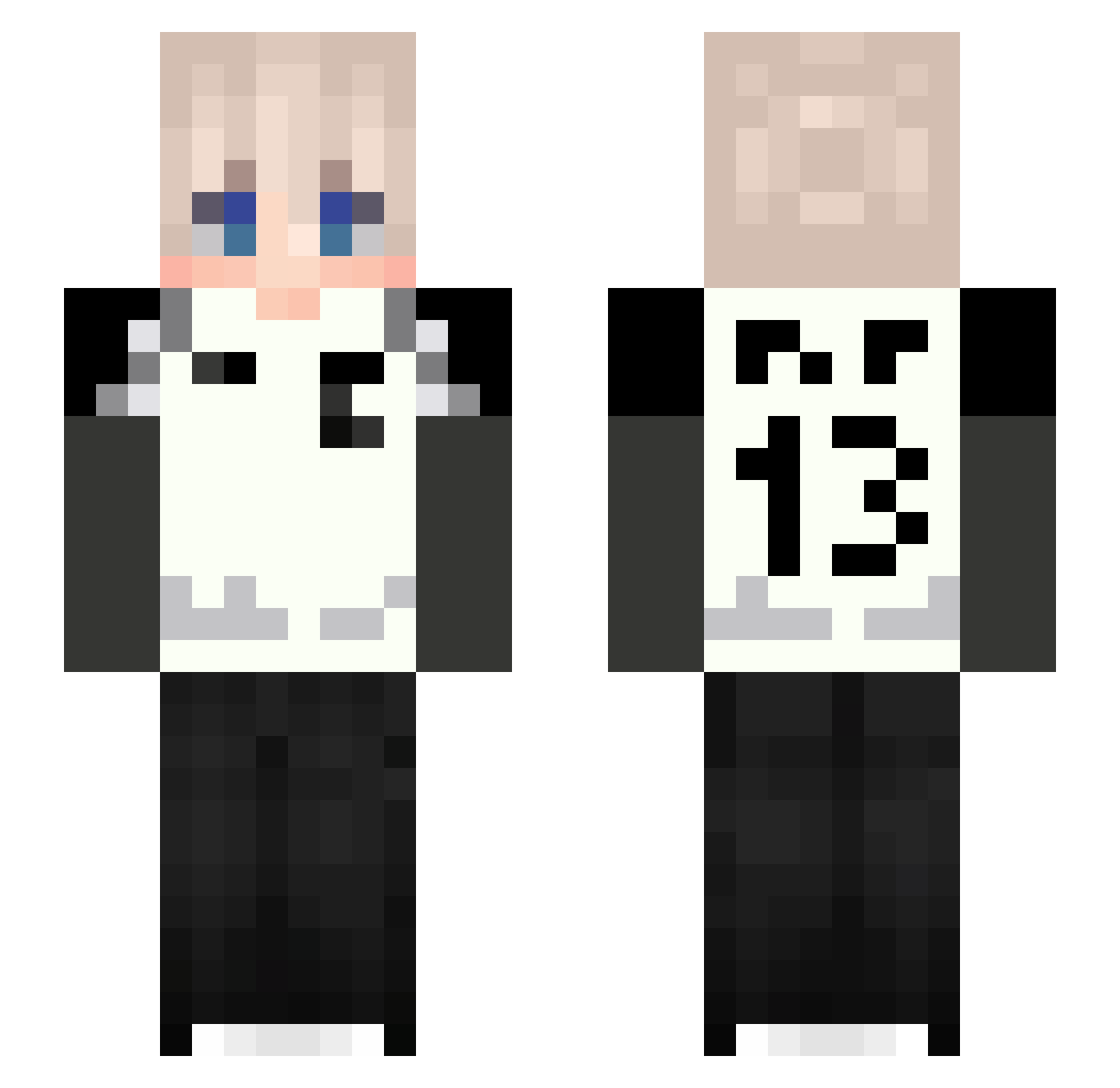 Dme_14 Minecraft skin, front and back view