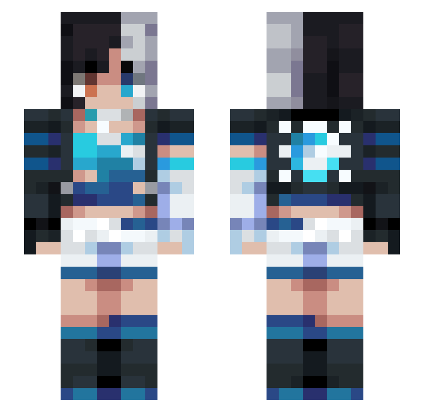 Zakoyaki Minecraft skin, front and back view