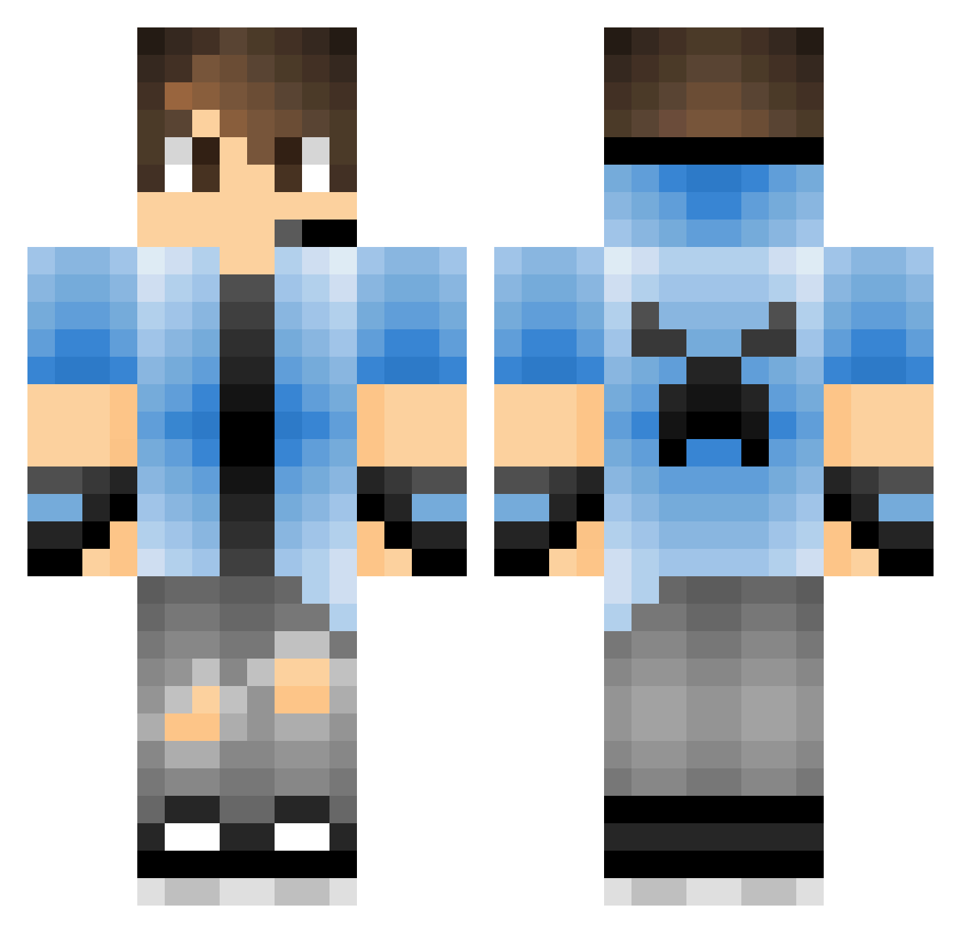 Zazakiri Minecraft skin, front and back view