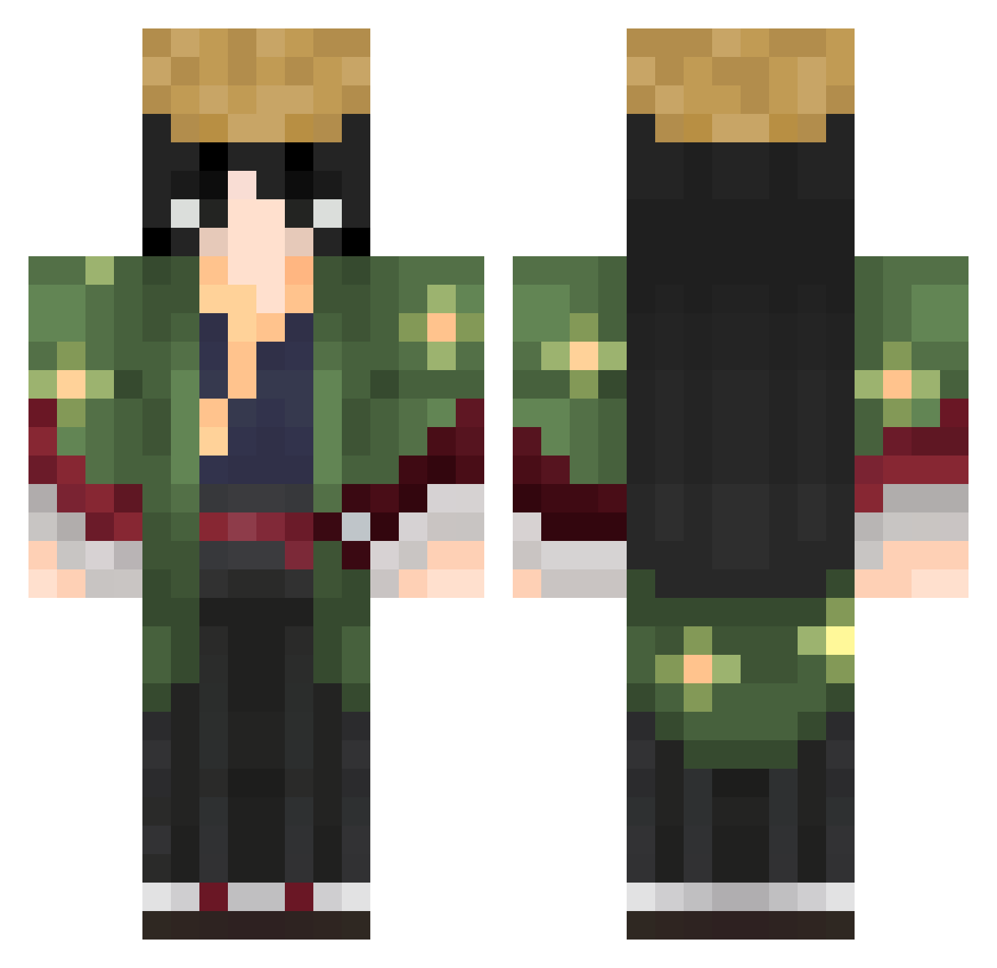 Isaaquee Minecraft skin, front and back view