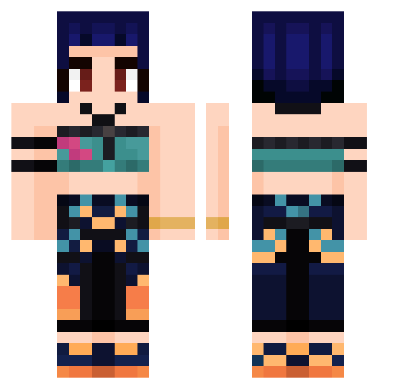 xeNephia Minecraft skin, front and back view