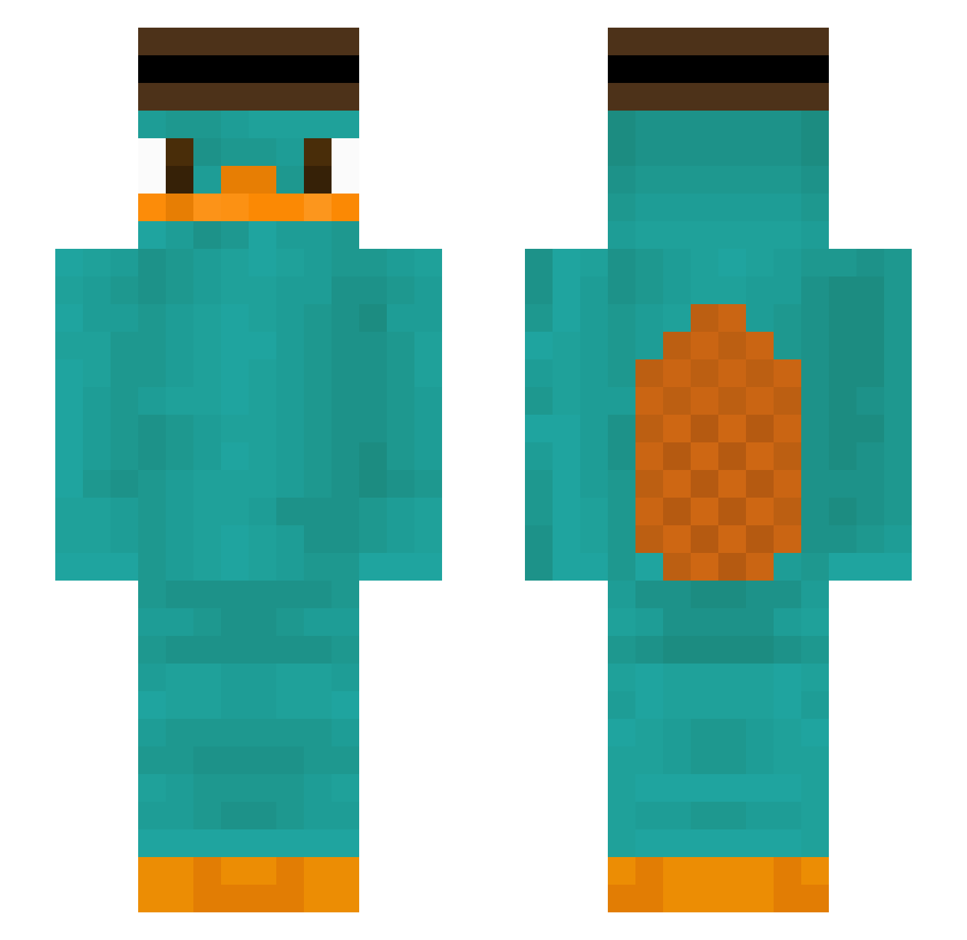 Emilthers Minecraft skin, front and back view