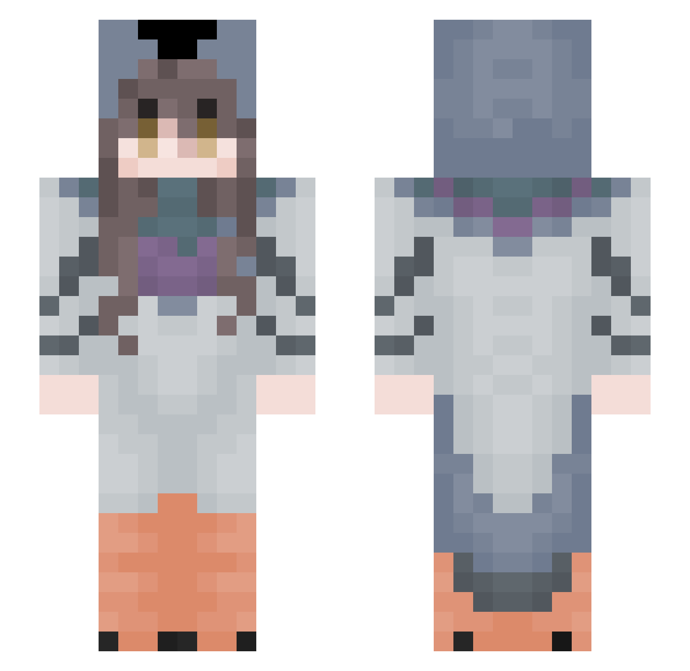 pwooski Minecraft skin, front and back view