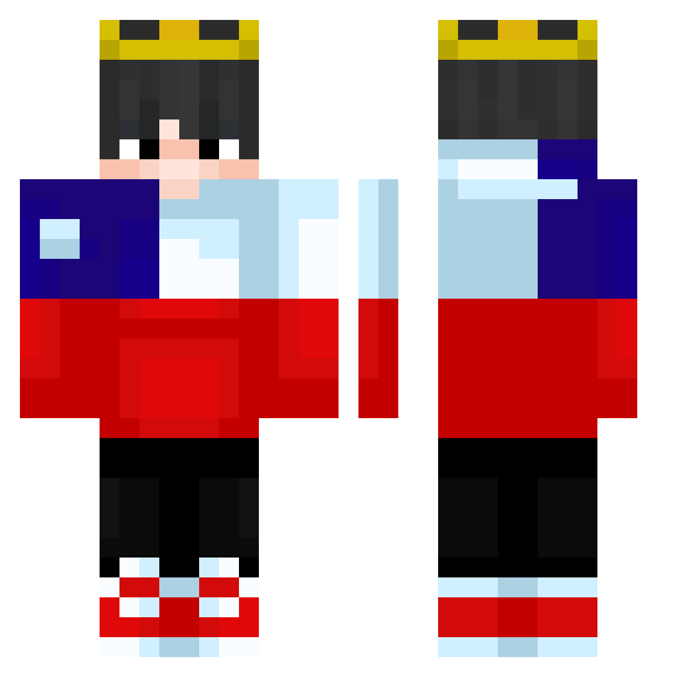 RuneDKK Minecraft skin, front and back view