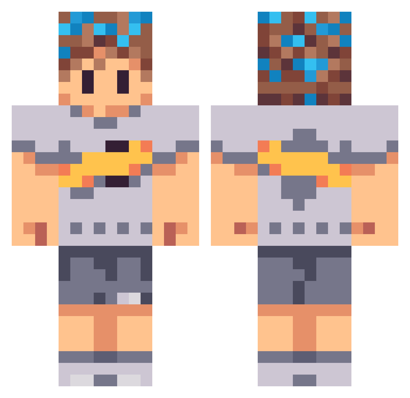 Rambroski Minecraft skin, front and back view