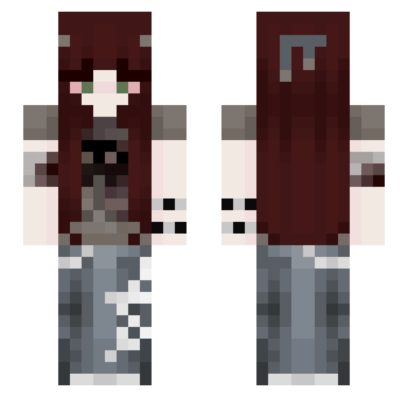 Xlaviz Minecraft skin, front and back view