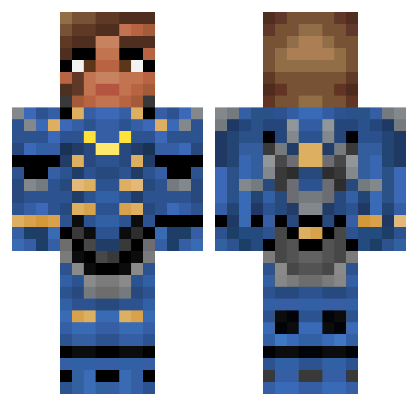 NedStar Minecraft skin, front and back view