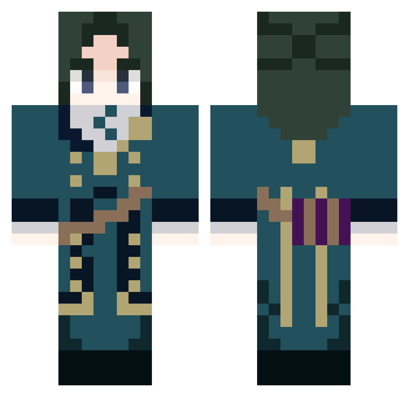 Emburnt Minecraft skin, front and back view